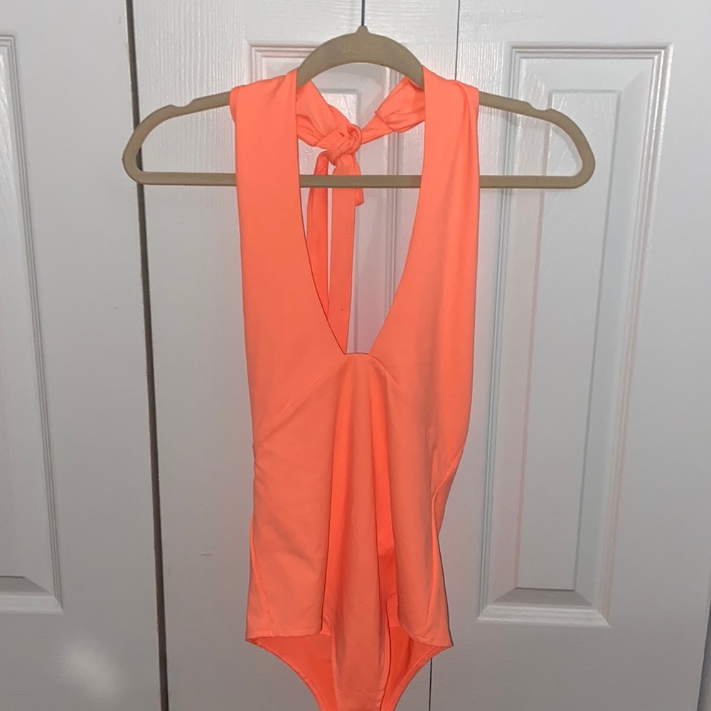 Halter neck deep v bodysuit